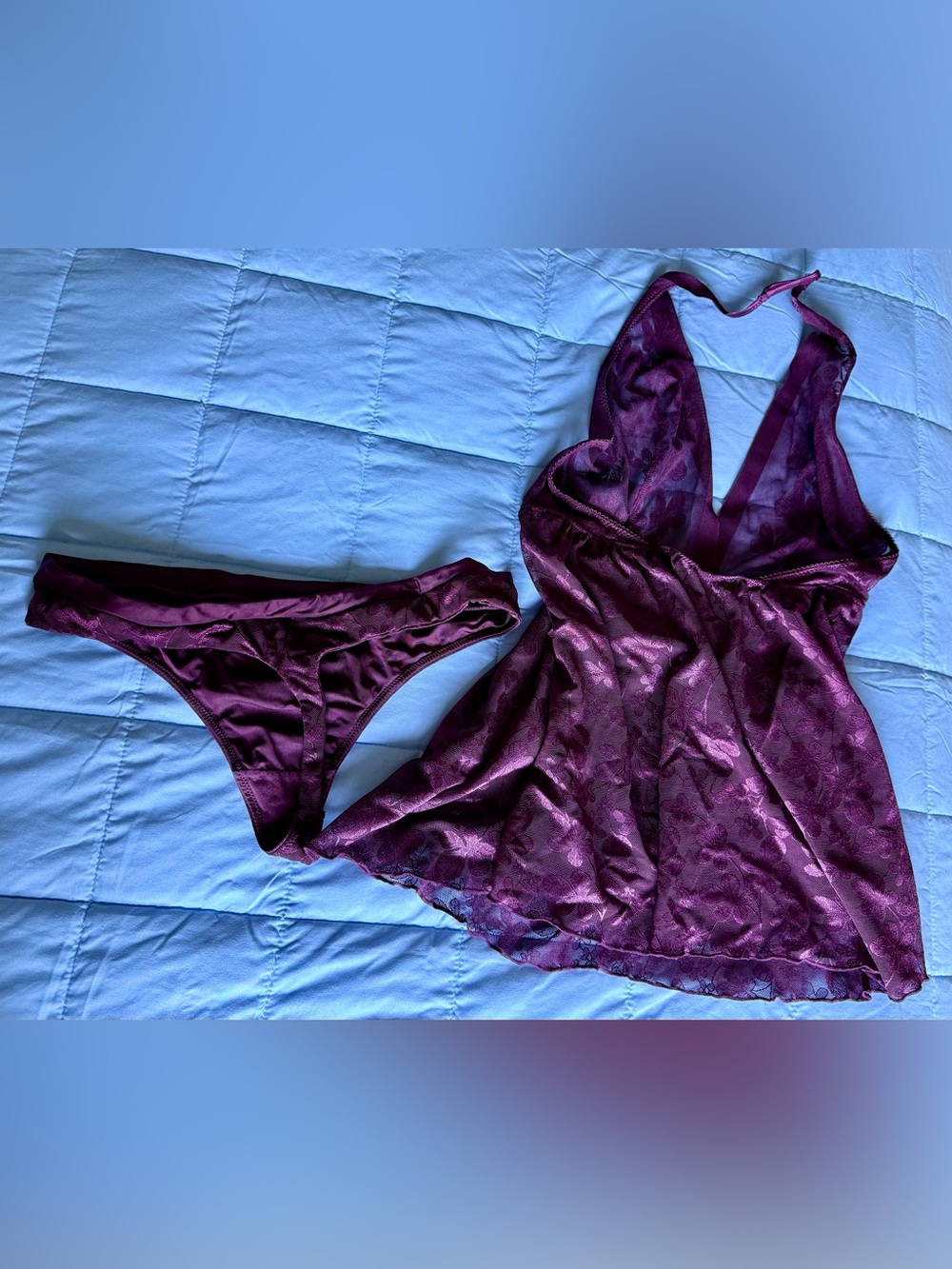 Plum babydoll & matching thong
